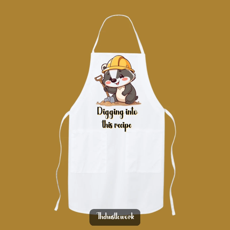 Funny Badger Hard Hat Apron: Cheerful Digger Kitchen Wear a Funny Cooking Gift