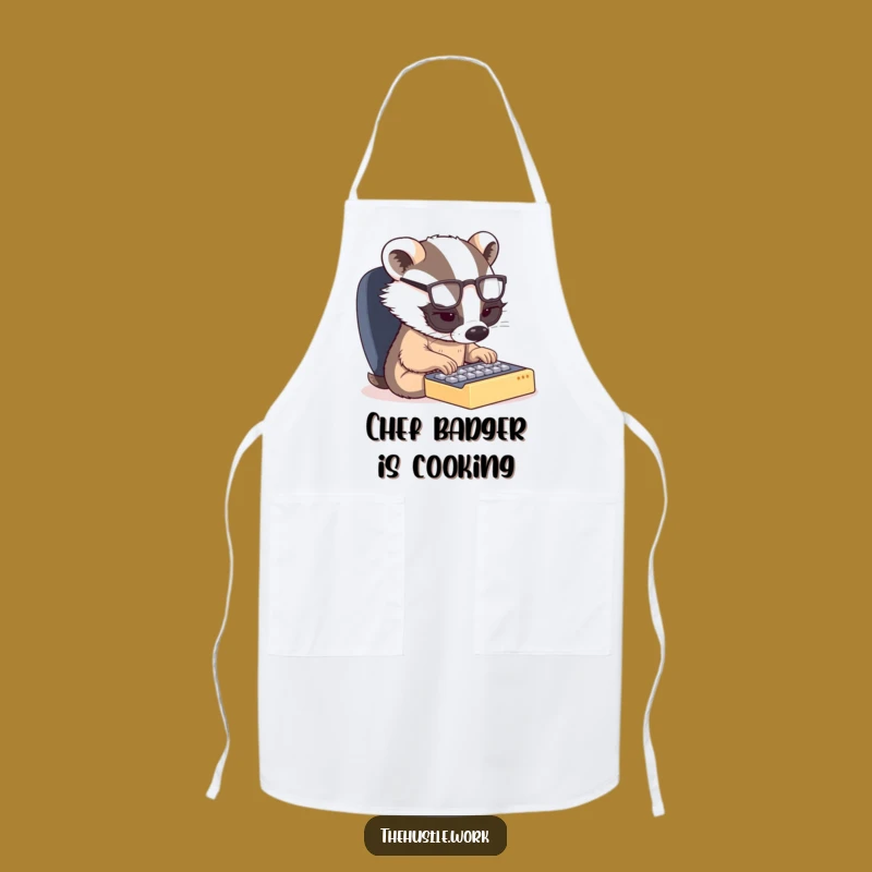 Funny Badger Typing Apron - Kitchen Workhorse Humor for Badger Lovers
