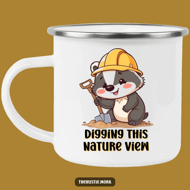 Funny Badger Hard Hat Camping Mug: Cheerful Digger Outdoor Adventure Gift