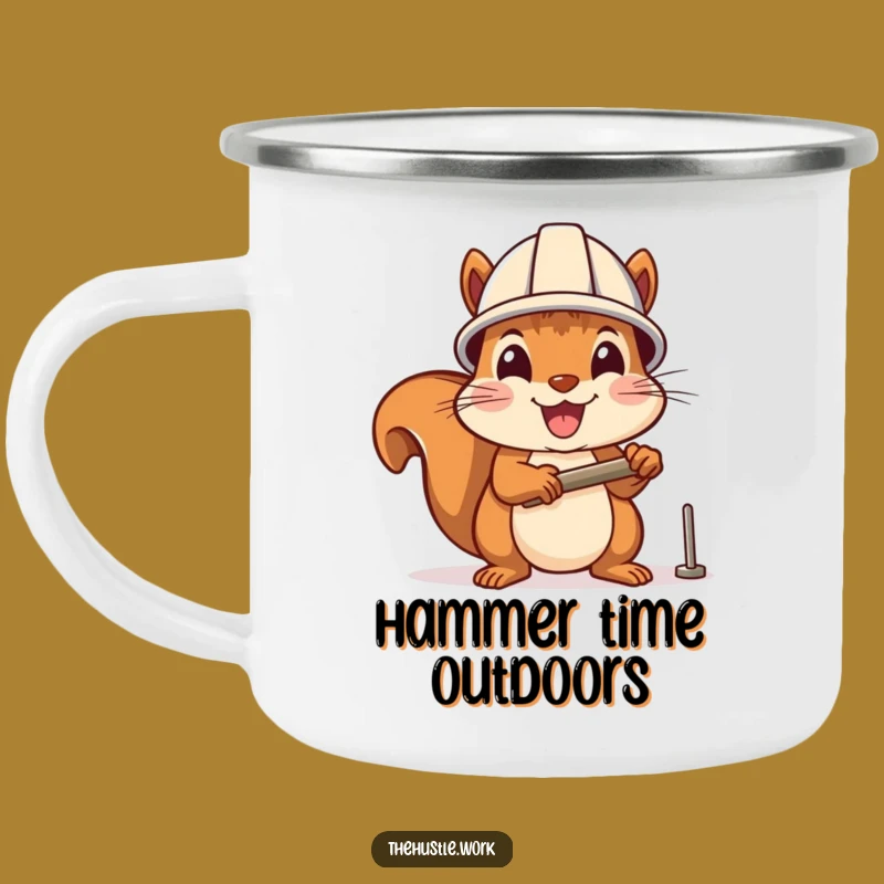 Funny Squirrel Hammering Camping Mug - Outdoorsy DIY Spirit for Squirrel Fans