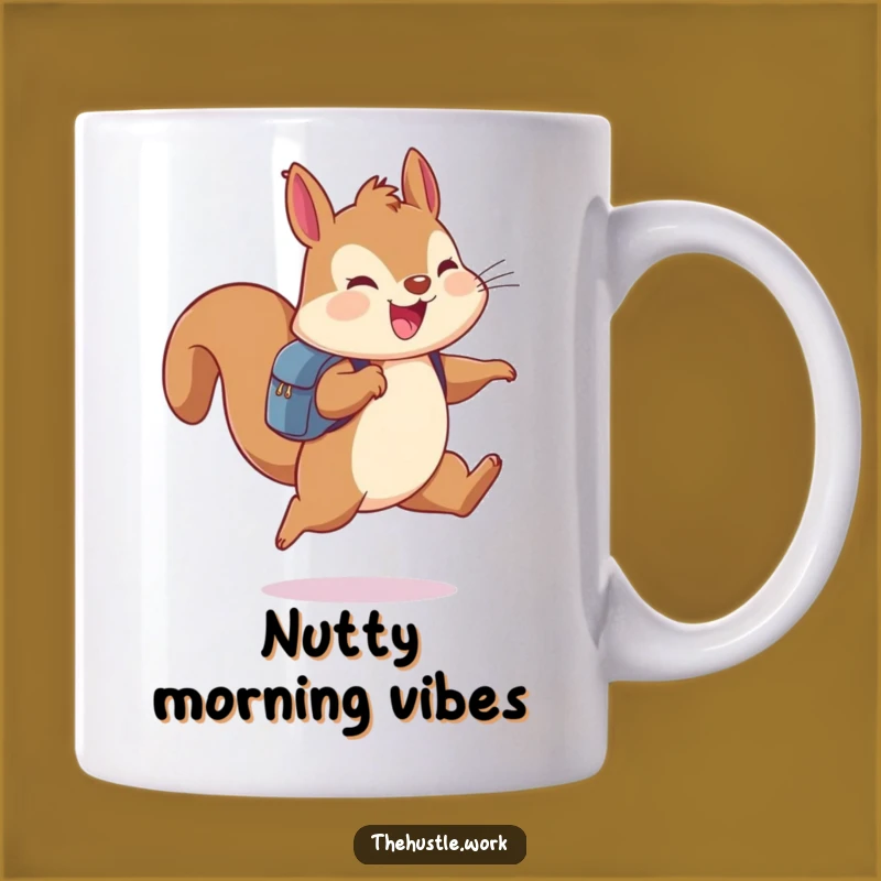 Funny Squirrel Explorer Mug: Cheerful Backpack Critter, Hilarious Adventure Gift