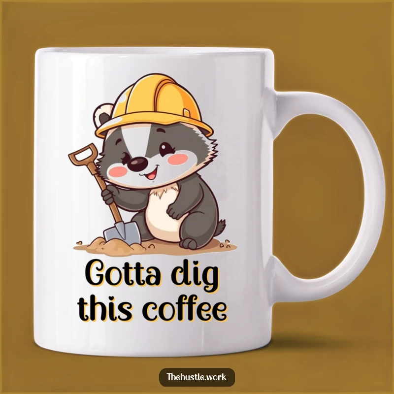 Funny Badger Hard Hat Mug: Cheerful Digger Digging Gift for Construction Lovers