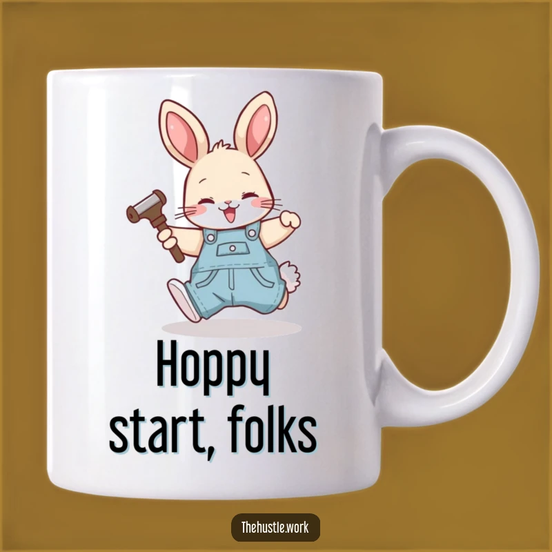 Funny Rabbit Fixer Mug: Overalls Critter Tool Time, Hilarious DIY Gift