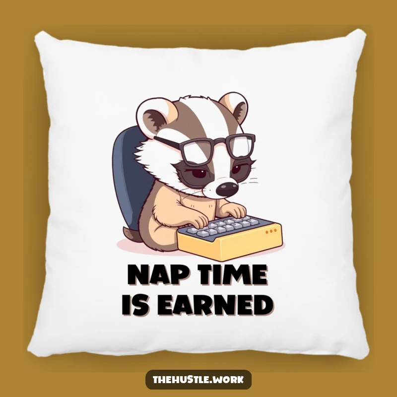 Funny Badger Typing Pillow - Comfy Decor for Dedicated Badger Fans