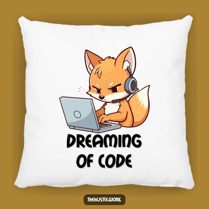 Funny Fox Coder Pillow: Determined Techie Cushion for Gamers and Programmers