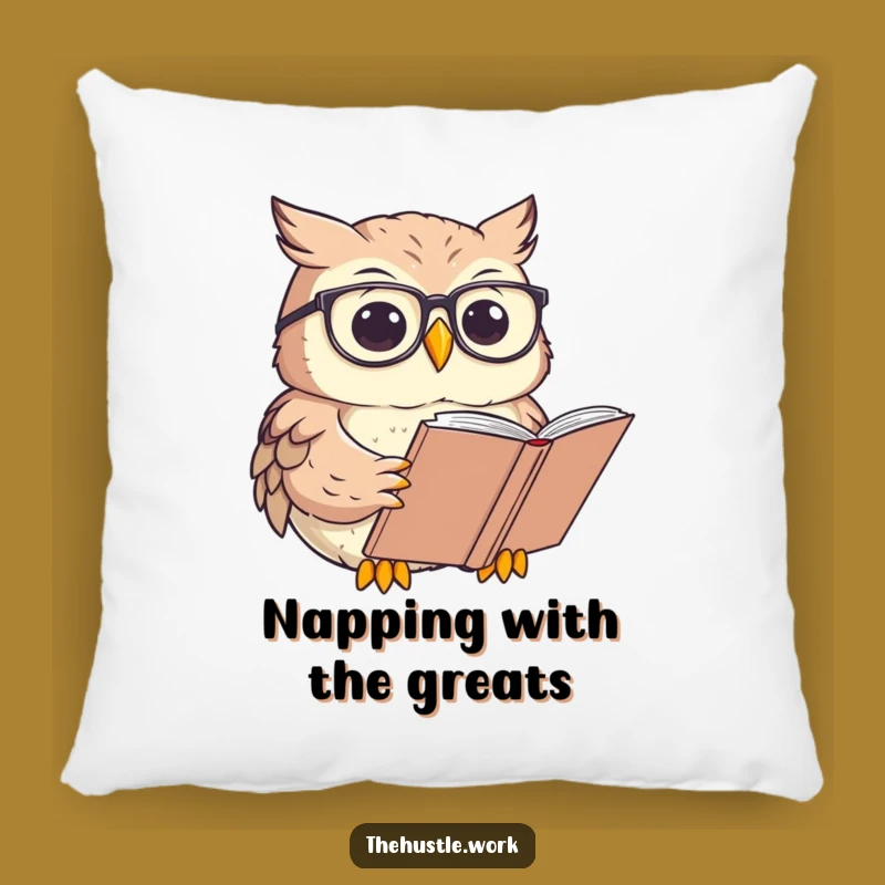 Funny Owl Scholar Pillow: Focused Reader Cushion for Book Lovers