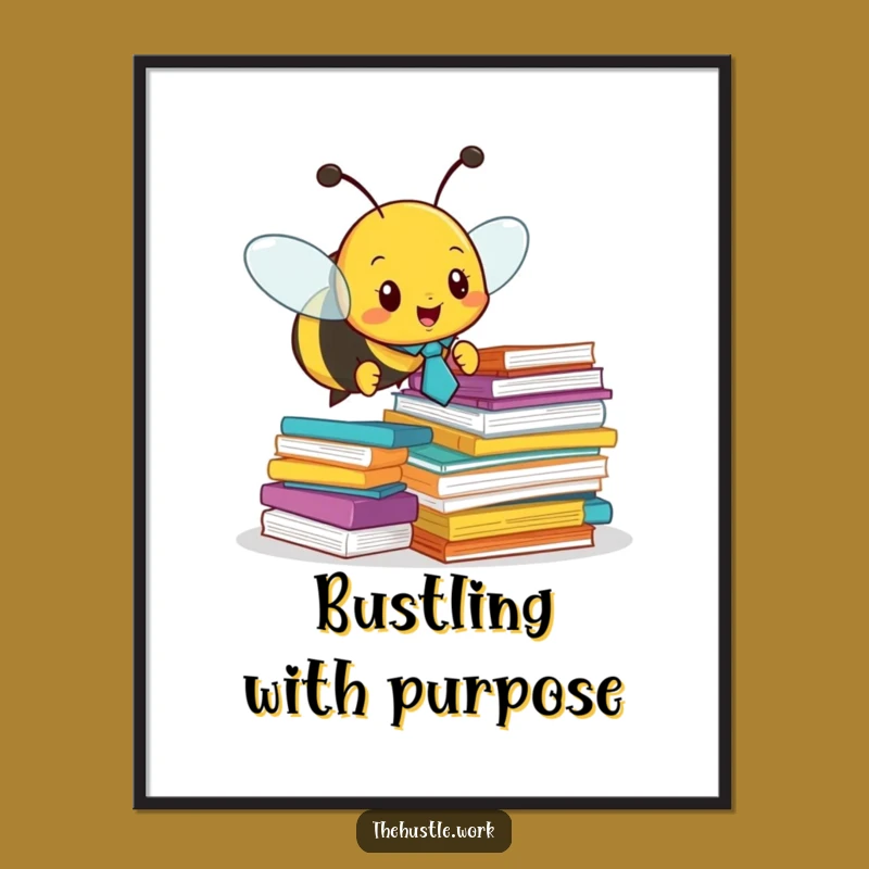 Funny Busy Bee Digital Art - Instant Professional Office Decor for Bee Lovers