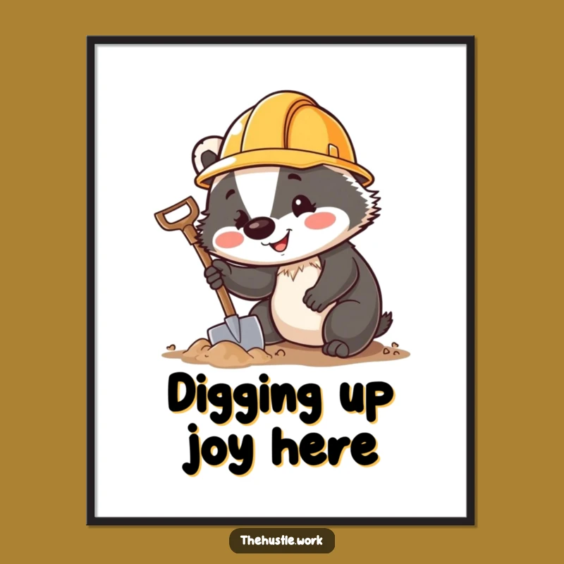 Funny Badger Hard Hat Digital Art: Cheerful Digger Printable Decor a Fun Gift