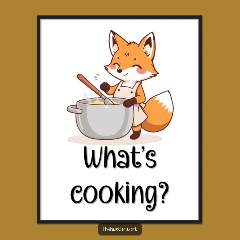 Funny Fox Chef Digital Art: Apron Critter Graphic, Instant Hilarious Gift