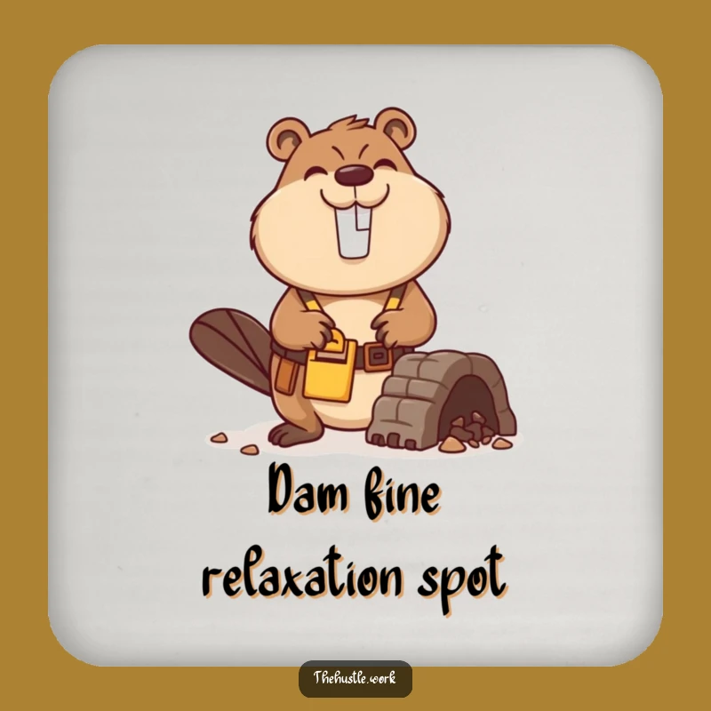 Funny Beaver Builder Coaster: Busy Dam Constructor Drink Protector a Humorous Gift