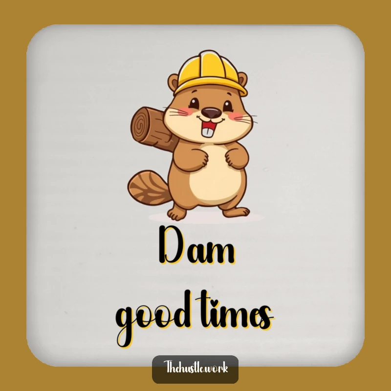 Funny Beaver Builder Coaster: Hard Hat Protection, Hilarious Table Gift