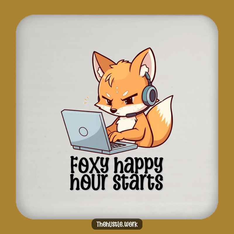 Funny Fox Coder Coaster: Determined Techie Drink Protector a Humorous Gift