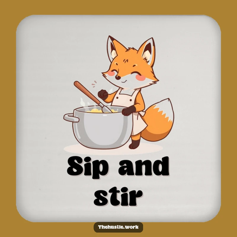 Funny Fox Chef Coaster: Apron Protection, Hilarious Table Gift