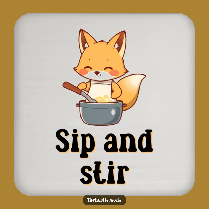 Funny Fox Chef Drink Coaster: Protect Surfaces, Perfect Funny Gift for Kitchens!