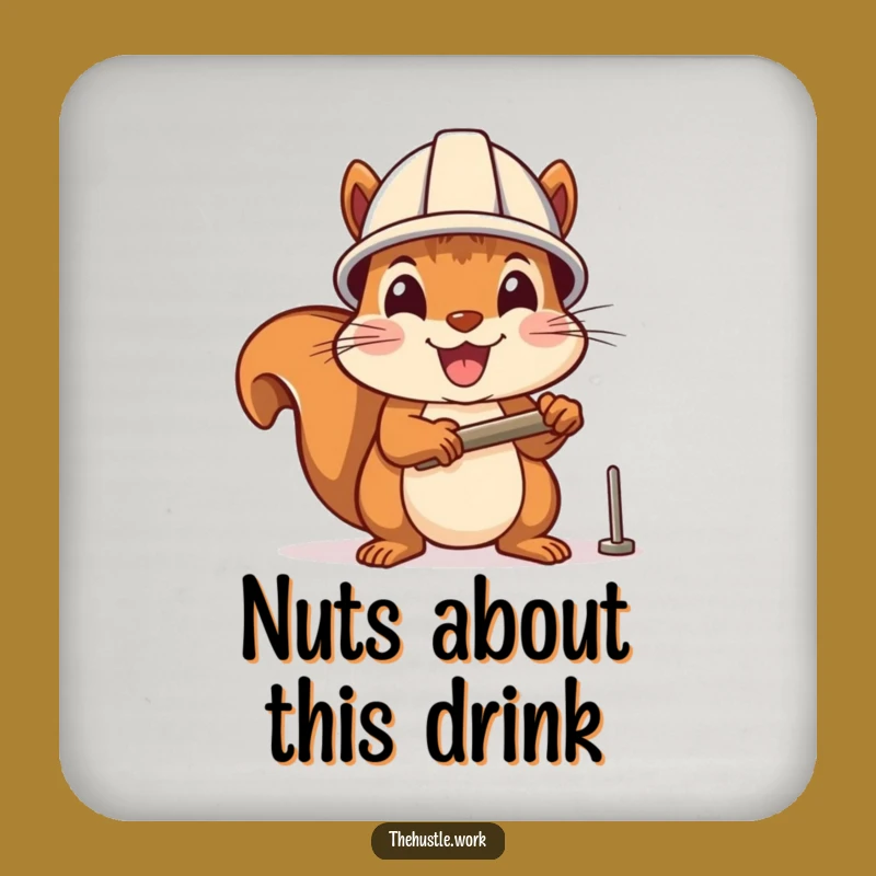 Funny Squirrel Hammering Drink Coaster - Cheerful Surface Protection for Squirrel Lovers