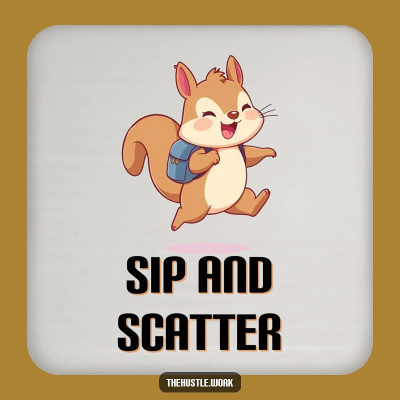 Funny Squirrel Explorer Coaster: Backpack Protection, Hilarious Table Gift