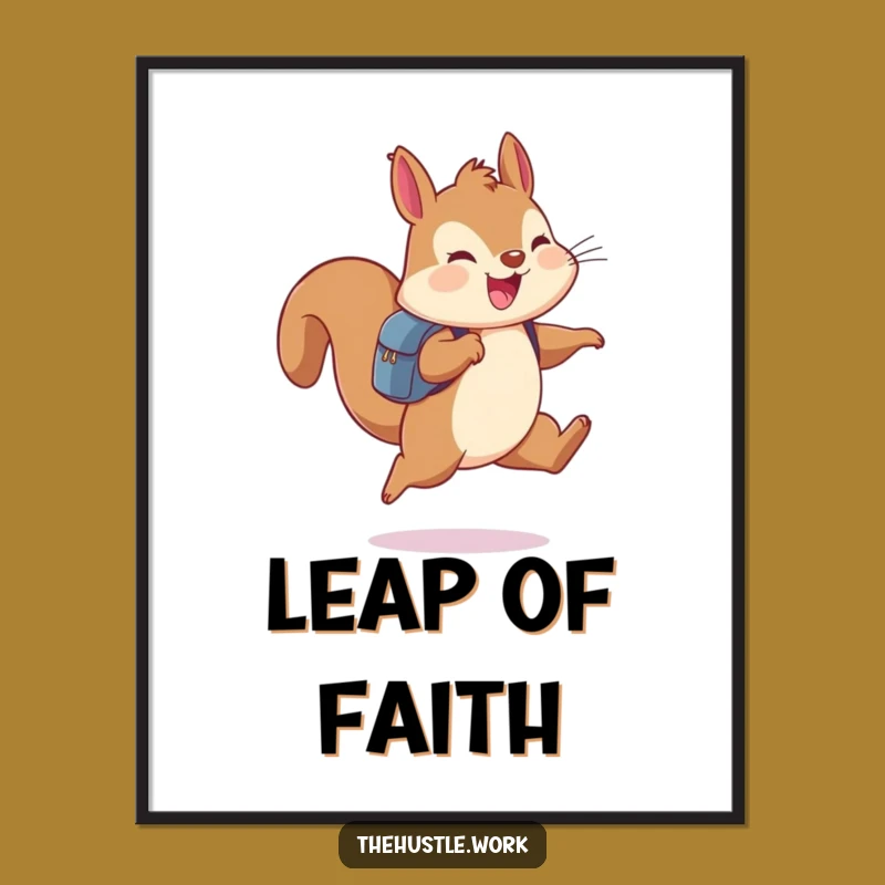 Funny Squirrel Explorer Poster: Cheerful Backpack Critter Art, Hilarious Decor, Gift