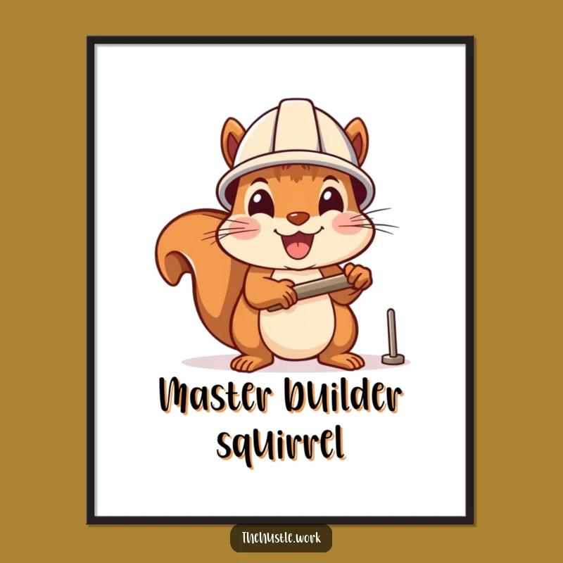 Funny Squirrel Hammering Poster - Joyful DIY Art for Squirrel Lovers