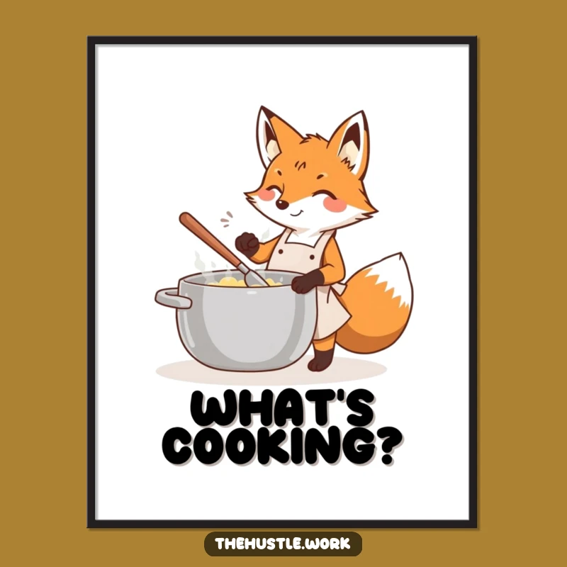 Funny Fox Chef Poster: Energetic Apron Cook Art, Hilarious Kitchen Decor, Gift