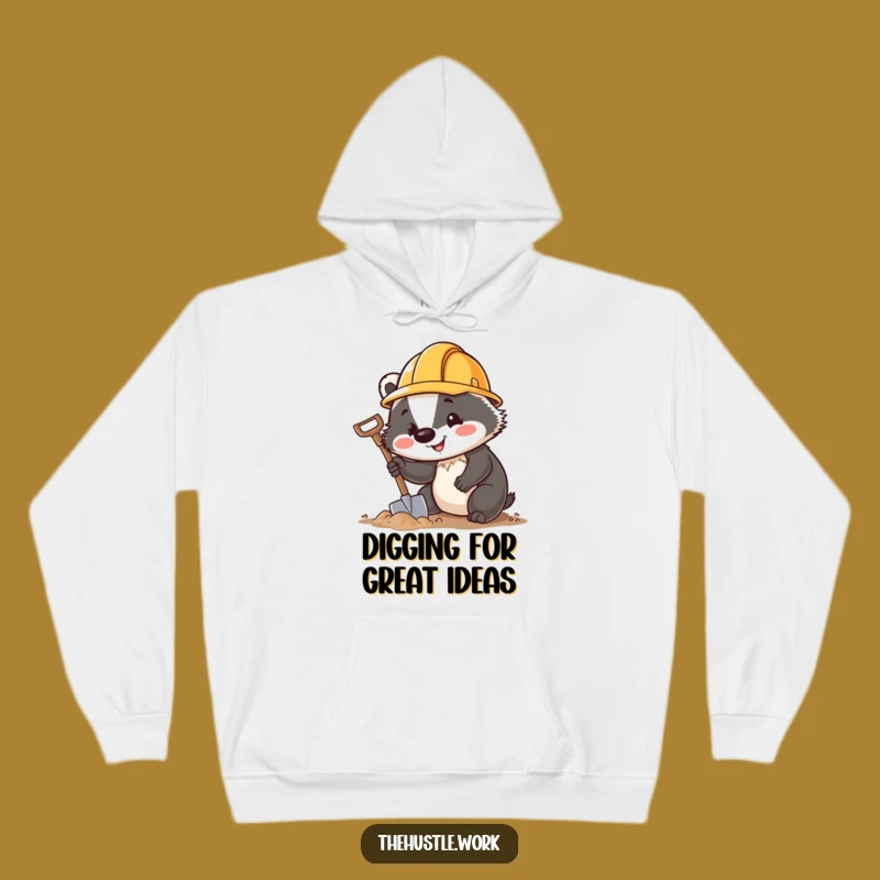 Funny Badger Hard Hat Hoodie: Cozy Cheerful Digger Sweatshirt for Construction Fans