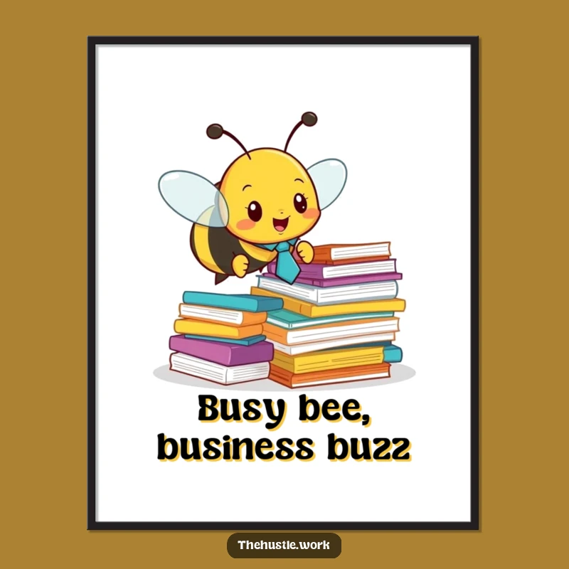 Free Printable Wall Art: Busy Bee Office Hustle Downloadable Desk Decor