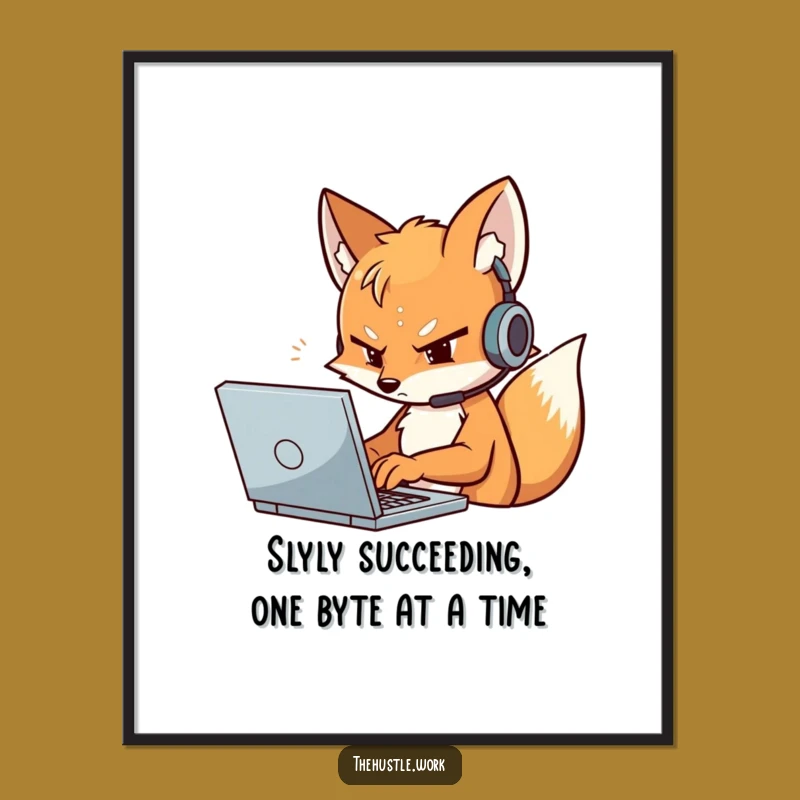 Funny Free Printable Wall Art: Fox Coder Typing - Downloadable Decor for Geeks