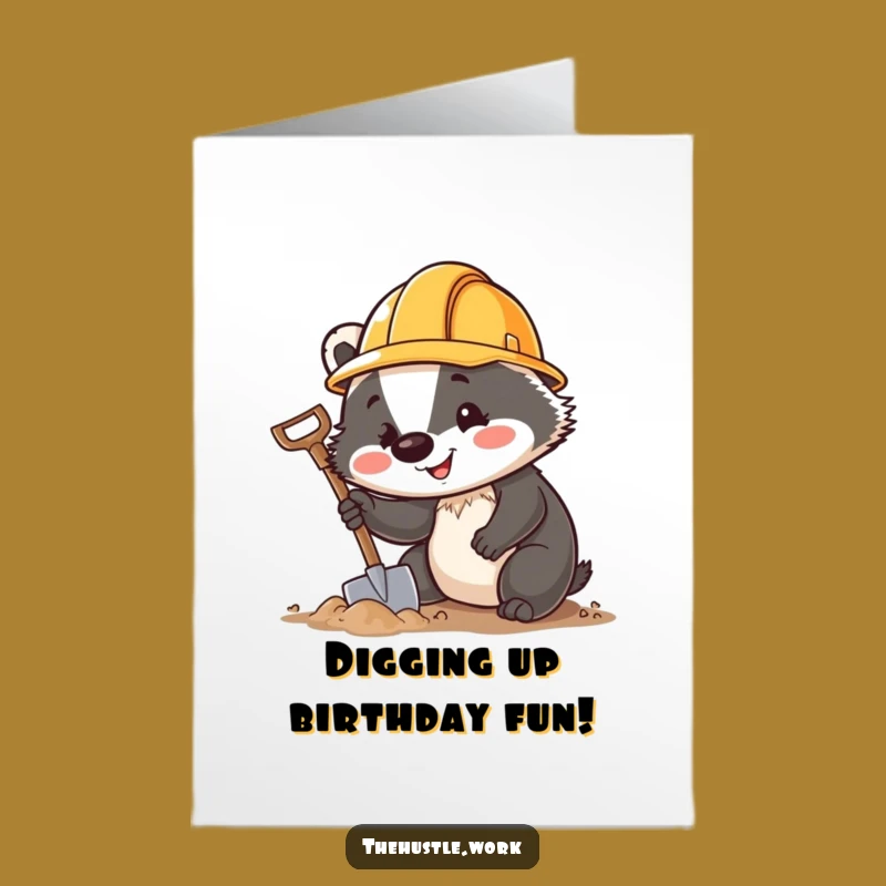 Free Printable Birthday Card: Funny Badger Digging Up Wishes - Downloadable & DIY