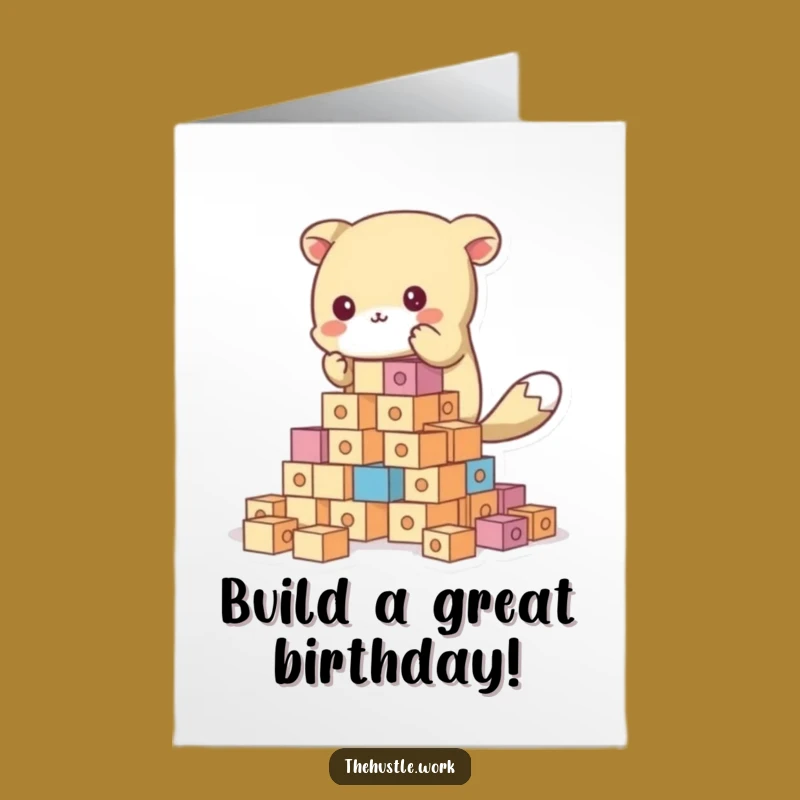 Free Printable Birthday Card Animal Blocks Funny Downloadable Gift DIY Construction