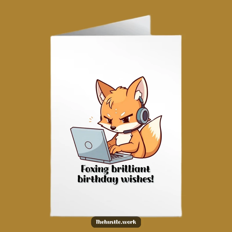Free Printable Birthday Card: Fox Coder Typing Up Wishes - Funny Downloadable & DIY