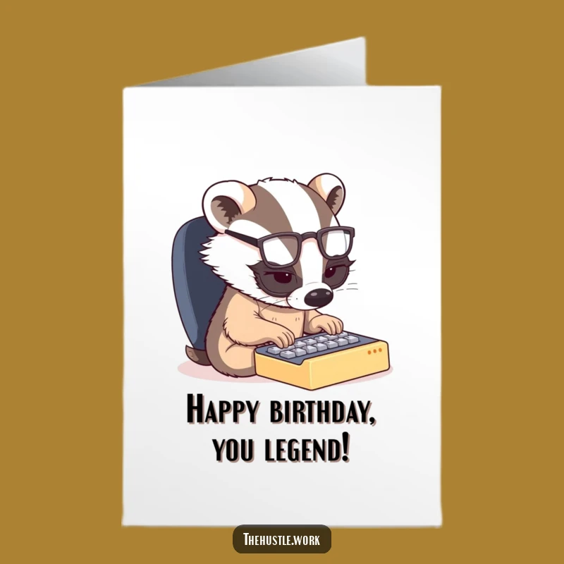 Free Printable Badger Birthday Card: Driven Typist Downloadable Funny Gift