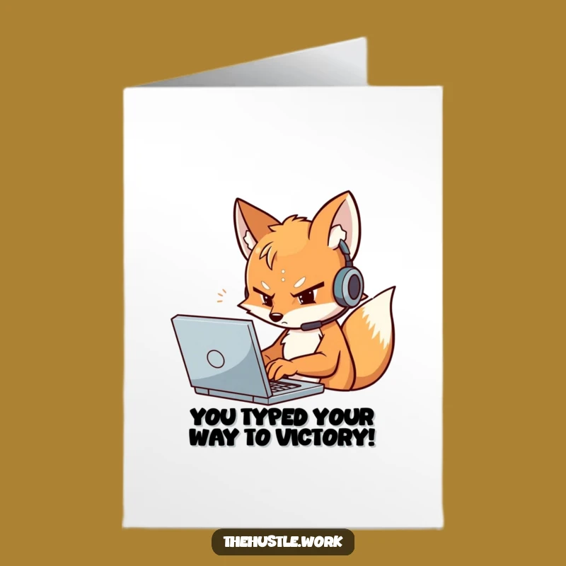 Free Printable Congrats Card: Fox Coder's Success - Downloadable & Funny Achievement Gift