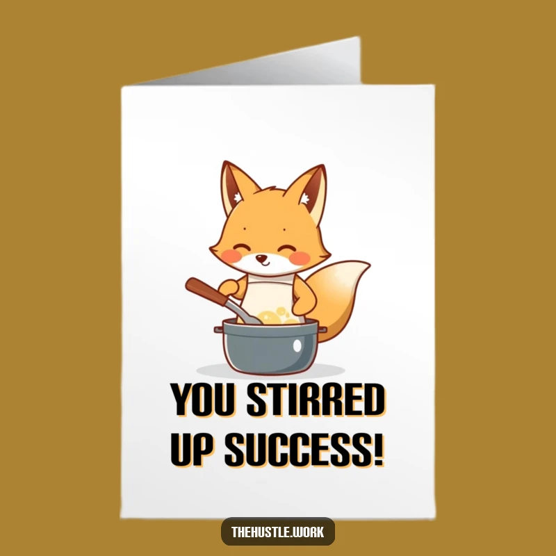 Free Printable Congrats Card: Funny Fox Chef Serving Success - Downloadable Gift