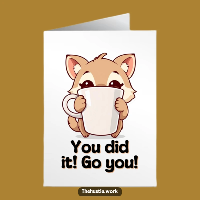 Free Printable Coffee Animal Congrats Card Funny Downloadable Gift for Big Achievements
