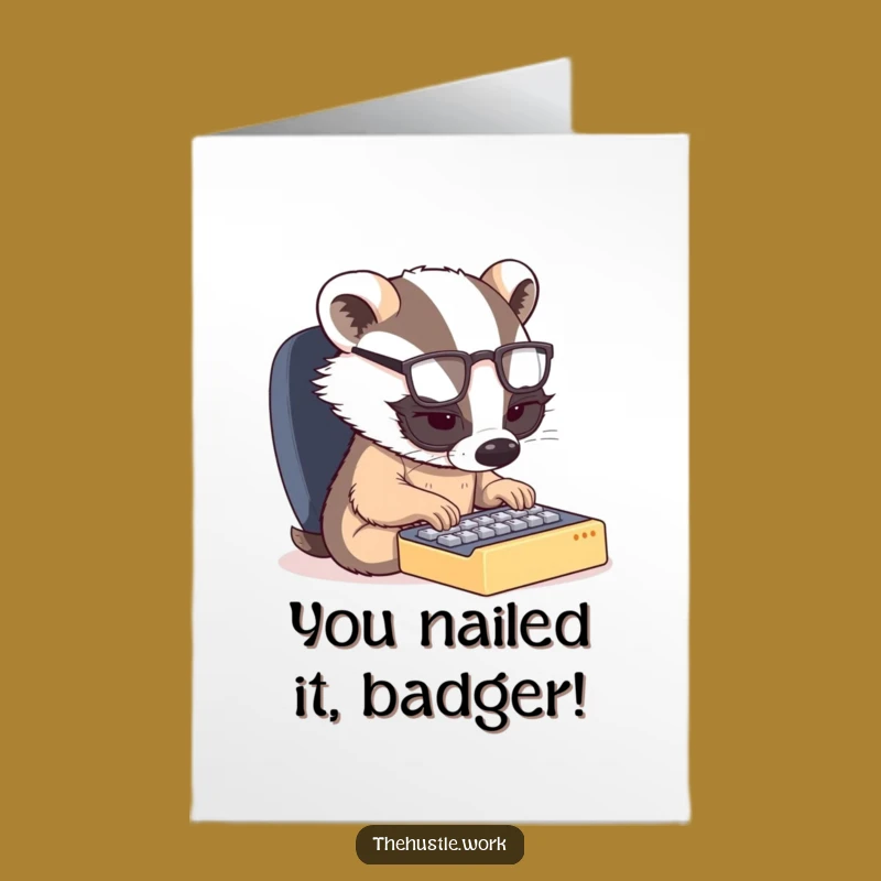 Free Printable Badger Congrats Card: Tiny Keyboard Success Downloadable Gift