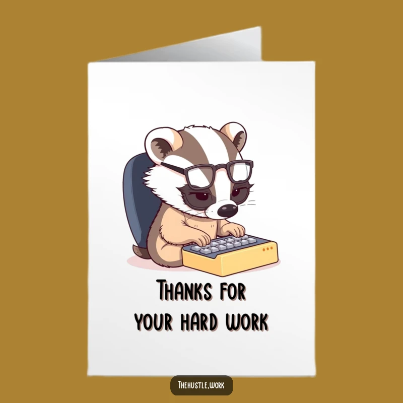 Free Printable Badger Thank You Card: Dedicated Typist Downloadable Gift