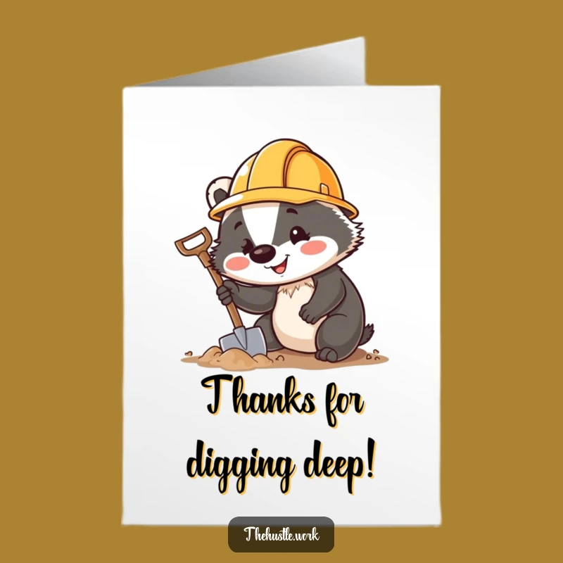 Free Printable Thank You Card: Grateful Badger Digging Up Appreciation - Downloadable & DIY