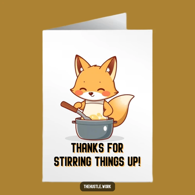 Free Printable Thank You Card: Humorous Fox Chef Expressing Gratitude - Downloadable Gift