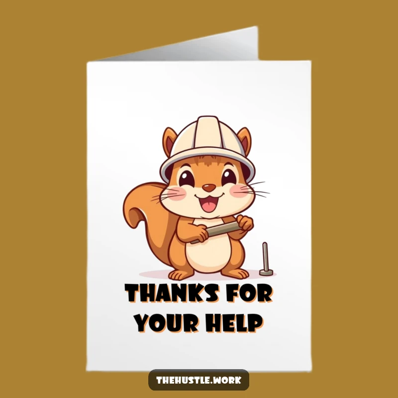 Free Printable Squirrel Thank You Card: Cheerful Handyman Downloadable Gift