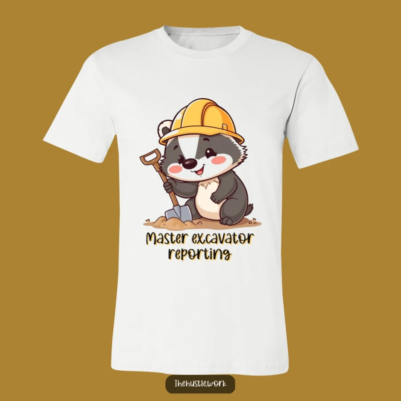 Funny Badger Hard Hat T-Shirt: Cheerful Digger Tee a Hilarious Construction Gift