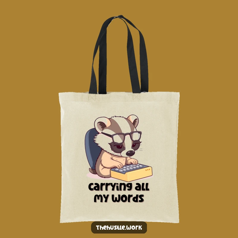 Funny Badger Typing Tote Bag - Carry Your Determination with Office Humor
