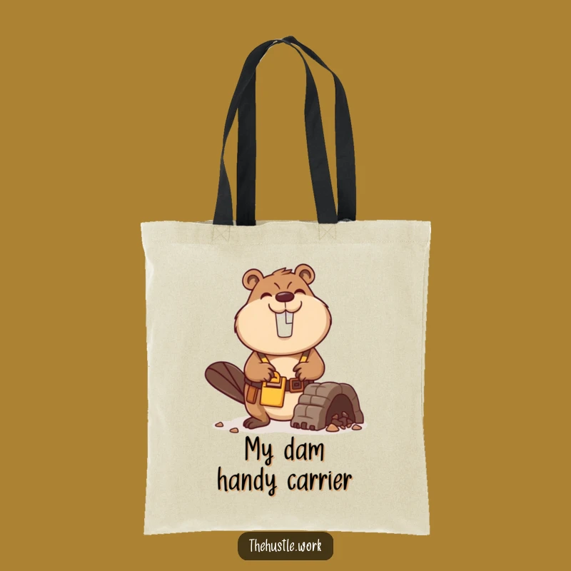 Funny Beaver Builder Tote Bag: Busy Dam Constructor Carry-All for DIY Fans